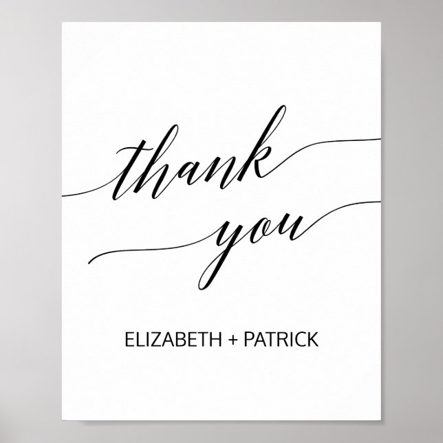 Poster Élégant Merci de calligraphie noire (Devant)