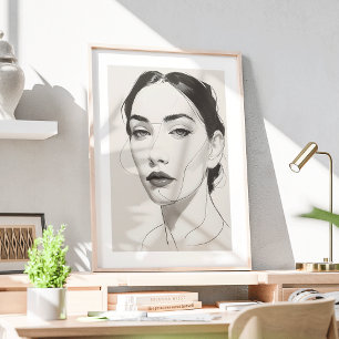 Poster Élégant minimaliste femme Portrait Line Art