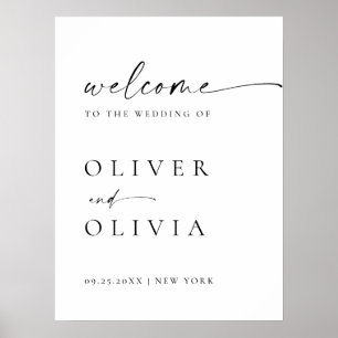 Poster Élégant minimaliste Mariage de bienvenue Calligrap