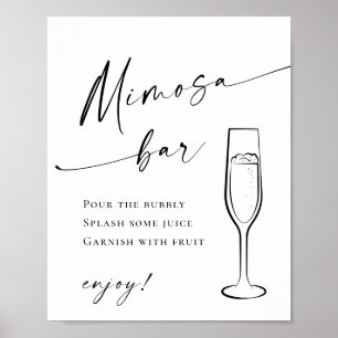 Poster Élégant minimaliste simple Mariage de bar Mimosa