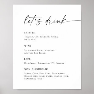 Poster Élégant minimaliste simple Mariage de menu de la b