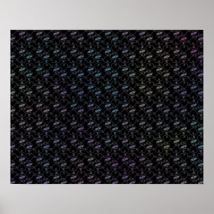 Poster Elegant Modern Colorful Hearts and Keys Pattern  
