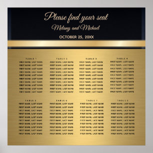 Poster Elegant modern gold/black wedding Seating Chart