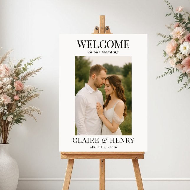 Poster Elegant Modern Photo Wedding Welcome  (Créateur téléchargé)