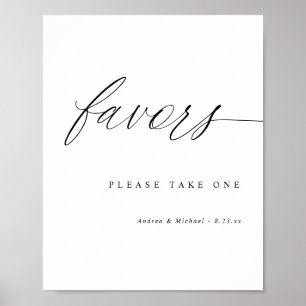 Poster Élégant Moderne Calligraphie Mariage Faveurs Signe