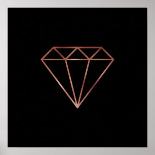 Poster élégant moderne clair rose or diamant noir