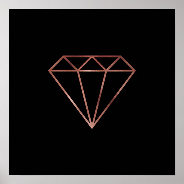 Poster élégant moderne clair rose or diamant noir (Devant)