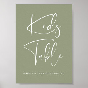 Poster Élégant moderne Sage Green Enfants signe de table 