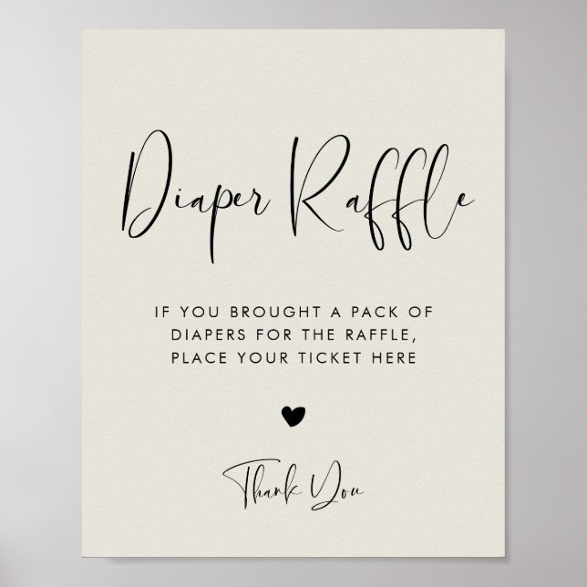 Poster Elégant moderne Sage Lumière Vert Diaper Raffle si (Devant)