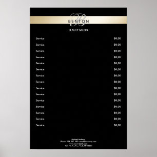 Poster Elegant Monogramm Black Gold Pricelist 