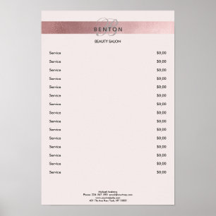 Poster Elegant Monogramm Lightpink Rosegold Pricelist