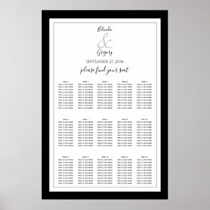 Poster Élégant Monogramme noir blanc Mariage carte de siè