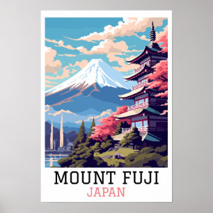 Poster Élégant Mont Fuji Japon Voyage Art