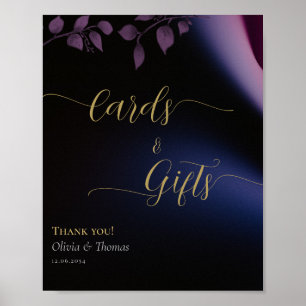 Poster Élégant Moody Black Dark Purple Eucalyptus Mariage