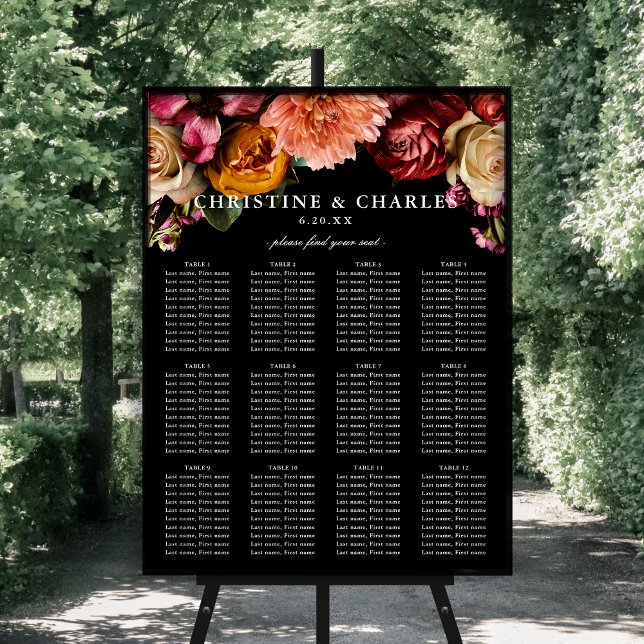 Poster Élégant + Moody Floral Mariage Chart (Créateur téléchargé)