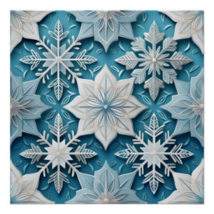 Poster Élégant Motif de flocon de neige pour décor hivern