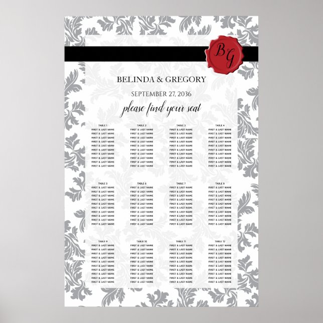 Poster Élégant Motif et Mariage de sceau de cire (Devant)
