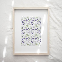 Élégant motif floral violet Imprimer