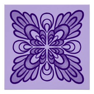 Poster Élégant motif géométrique violet floral