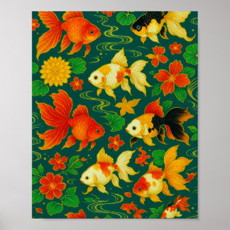 Poster Élégant Motif Koi Pond