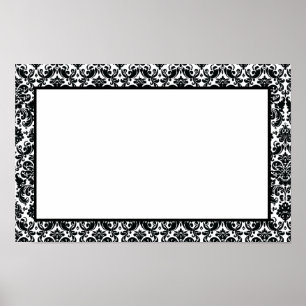 Poster Elégant noir blanc Vintage Damask motif