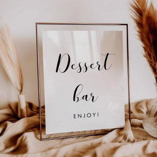 Poster Elégant noir et blanc Dessert bar signe mariage
