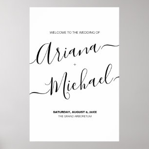 Poster Élégant Noms de mariée Script Mariage personnalisé