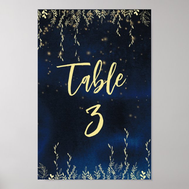 Poster Elégant numéro de table du soir (Devant)