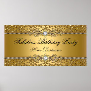 Poster Elegant or Damask Embossed Anniversaire Bannière