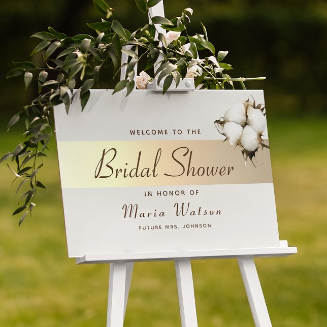 Poster Elégant or Fête des mariées Florale Bienvenue (Créateur téléchargé)