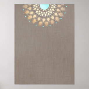Poster Elégant or Ornate Lotus Mandala