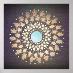 Poster Elégant or Ornate Lotus Mandala Wood