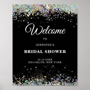 Poster Élégant Paillettes Holographiques PLUIE DE MARIÉE 