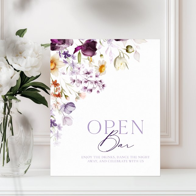 Poster Élégant panneau à barres ouvertes florales (Créateur téléchargé)