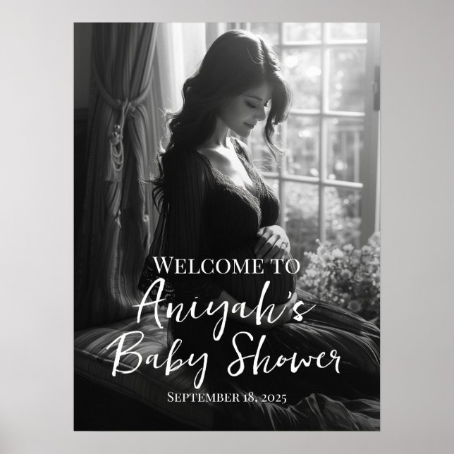 Poster Élégant panneau d'accueil photo baby shower (Devant)