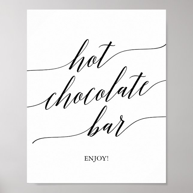 Poster Élégant panneau de bar à chocolat chaud en calligr (Devant)