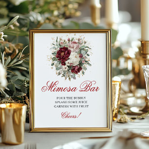 Poster Élégant panneau de bar Mimosa Burgundy Blush 8x10