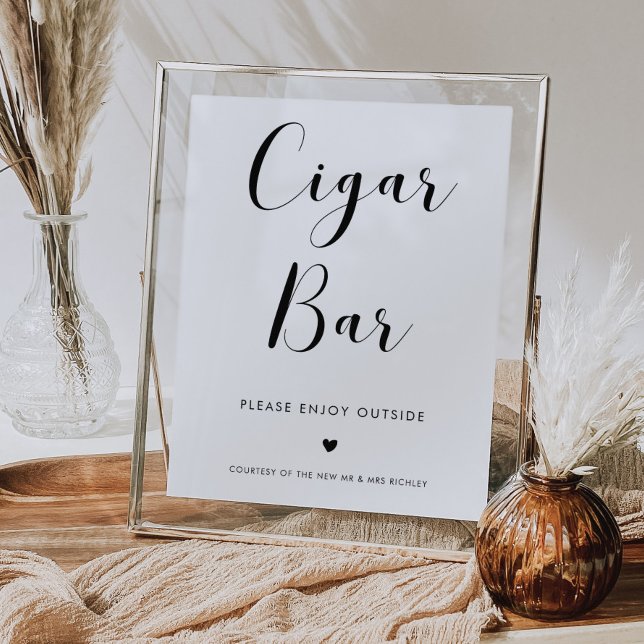 Poster Elégant panneau de barre de cigar noir et blanc Ma (Créateur téléchargé)