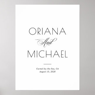 Poster Élégant Panneau de Bienvenue de Mariage Minimalist