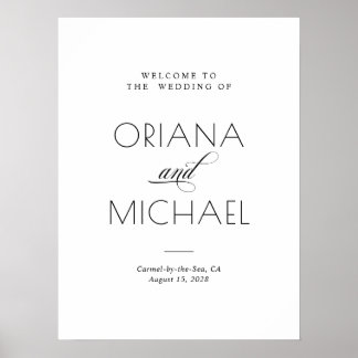 Poster Élégant Panneau de Bienvenue de Mariage Minimalist