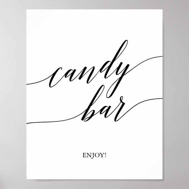 Poster Élégant panneau de candy bar en calligraphie noire (Devant)