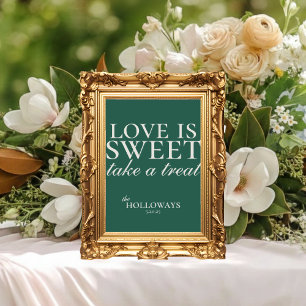 Poster Élégant panneau de dessert de mariage vert sauge d