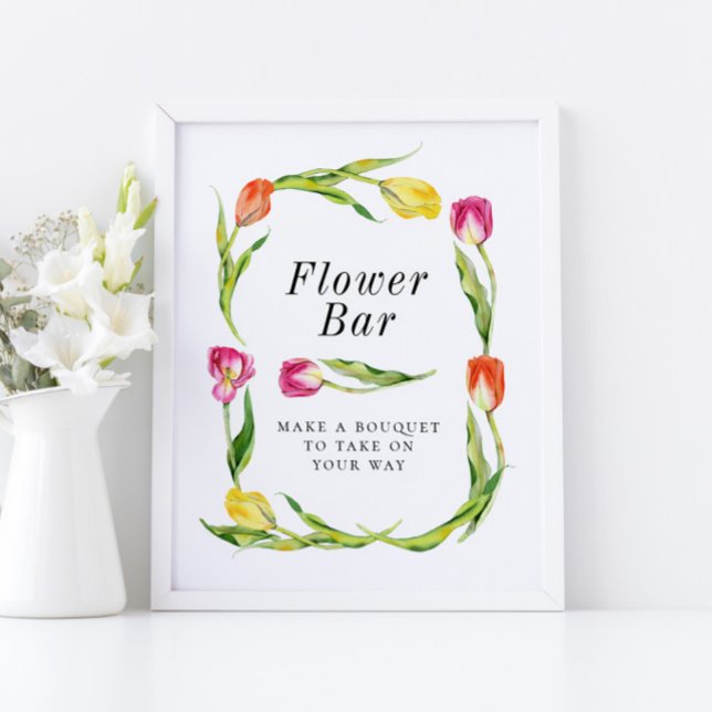 Poster Élégant panneau de Fête des mariées à fleur de  de (Créateur téléchargé)