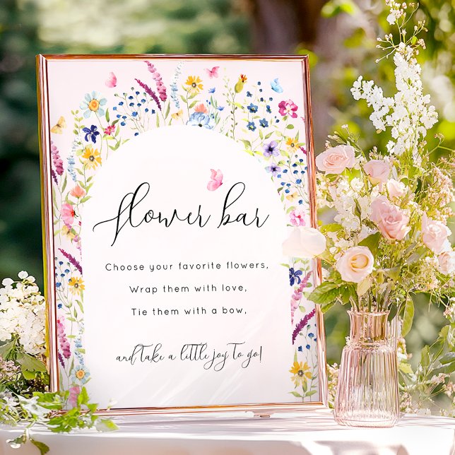 Poster Élégant panneau de la barre de fleurs rose (Créateur téléchargé)