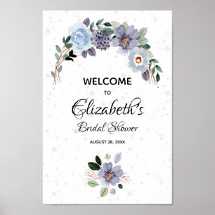 Poster Élégant panneau de mariage floral aquarelle pour l