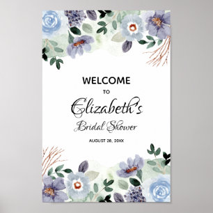 Poster Élégant panneau de mariage floral aquarelle pour l