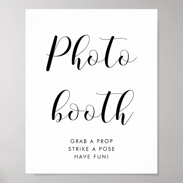 Poster Élégant panneau de mariage pour photomaton noir et (Devant)