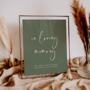 Poster Élégant panneau de mariage vert sauge en souvenir