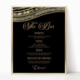 Poster Élégant Panneau de Menu de Bar de Fête en Agate No