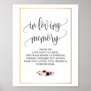 Poster Élégant panneau funéraire commémoratif en souvenir